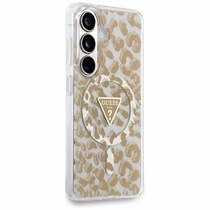 Guess Suojakuori IML Leopard Print Triangle MagSafe Samsung Galaxy S26 -puhelimelle ruskea