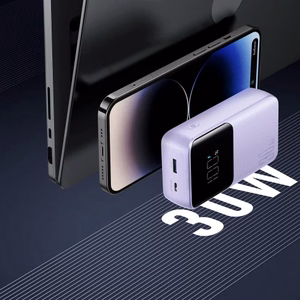 Joyroom JR-PBC07 20000mAh 30W mini-virtapankki USB-C- ja Lightning-kaapeleilla - violetti