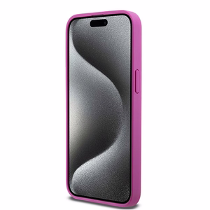 DKNY Nahkainen Monogram Pattern Metal Logo MagSafe Suojakuori iPhone 15 Pro Max:lle - Vaaleanpunainen