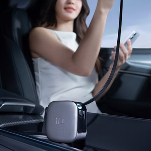 Cuktech CC903P car charger 100 W, with display and 70 cm retractable USB-C cable – gray