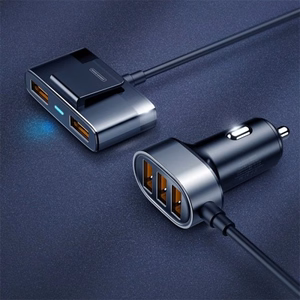 Joyroom nopea autolaturi 5x USB 6.2 A jatkokaapelilla musta (JR-CL03)