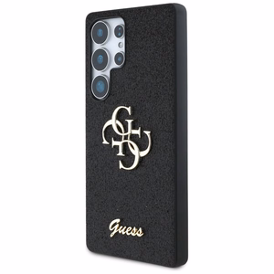 GUESS Fixed Glitter Big 4G Metal Logo Suojakuori Samsung Galaxy S25 Ultra Musta