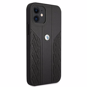 BMW Leather Curve rei'itetty kotelo iPhone 12 mini - musta