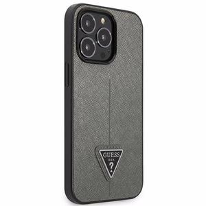 Guess Saffiano Triangle Logo Suojakuori iPhone 13 Pro Max 6.7" - Hopeinen
