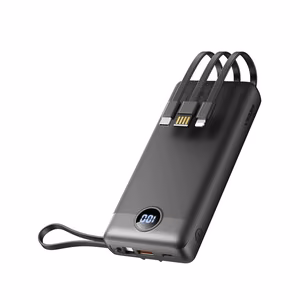 Ulkoinen akku Veger C20 (W2047 / W2059) 20000 mAh sisäänrakennetuilla Micro-USB-kaapeleilla / Type C / Lightning musta