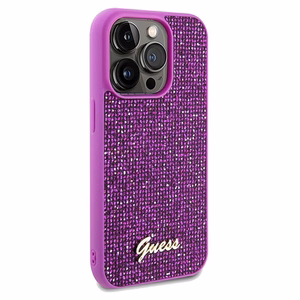 GUESS GUHCP14LPMSDGSF Disco Script Metal -suojakuori iPhone 14 Prolle - fuksia