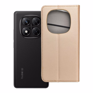 SMART CASE kirjamallinen kotelo puhelimelle XIAOMI Redmi Note 14 PRO 5G / 14 PRO PLUS 5G kultainen