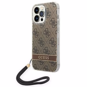 Guess GUOHCP14XH4STW iPhone 14 Pro Max 6.7 "ruskea / ruskea kovakotelo 4G Tulosta hihna