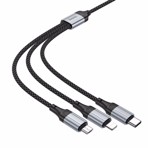 Hoco 3-in-1 Kaapeli USB-A - Lightning / Micro USB / USB-C 1m X102 Musta