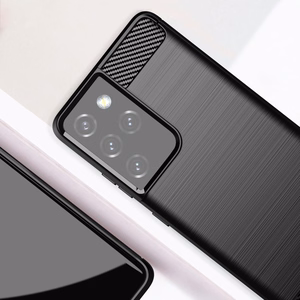 Carbon Case Joustava kansi TPU asia Samsung Galaxy S21 Ultra 5G musta musta