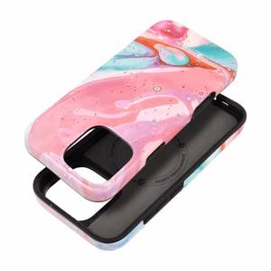 Suojakuori iPhone 16 PRO MAX:lle Forcell F-Protect Mirage yhteensopiva MagSafe Military Drop-Test pink marble