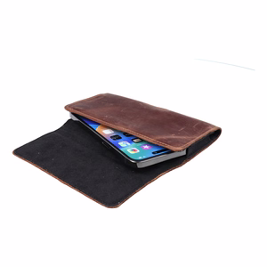 Horizontal Leather Belt Phone Pouch for iPhone 12 Mini / 13 Mini, Samsung Galaxy A40 / S8, Xiaomi 12 / Redmi 5A, Royal Crazy Horse, Size M, Brown