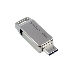 Goodram USB- ja USB-C-muistitikku, 64 Gt, hopea