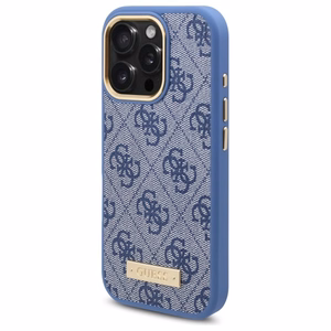 Guess 4G Logo Plate MagSafe Suojakuori iPhone 16 Pro:lle - sininen