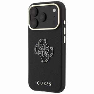 Guess Grained & Big Resin Logo -suojakuori laitteelle iPhone 18 Pro / 17 Pro – musta