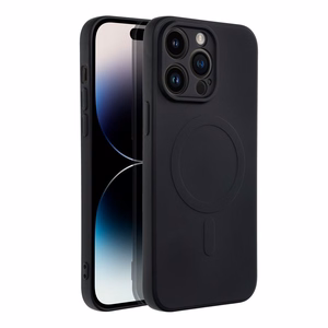 Case for iPhone 14 PRO MAX Silicone Mag Cover compatible with MagSafe (camera protection) black
