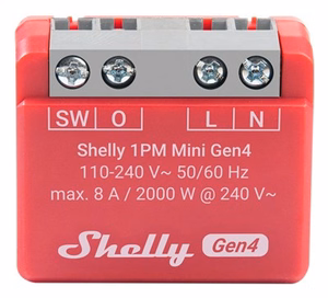 SHELLY 1PM Mini Gen4 älykäs kytkin punainen