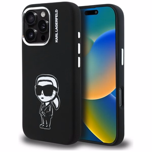 Karl Lagerfeld Silikoninen Karl Sketch MagSafe Suojakuori iPhone 16 Pro Max:lle - Musta