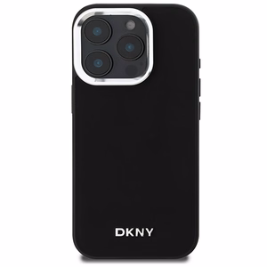 DKNY Plain Hopeinen Logo MagSafe iPhone 16 Pro:lle Suojakuori - Musta