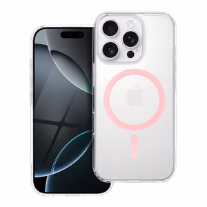 Suojakuori iPhone 15 PRO:lle Drop Glue Colorful Ring Mag -kuori MagSafe-yhteensopiva vaaleanpunainen