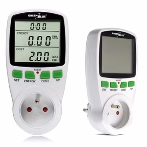 GreenBlue GB202 – pistorasiaan liitettävä energiankulutusmittari LCD-näytöllä, 0–9999 W, valkoinen