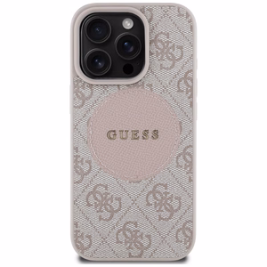 Guess 4G Circle Classic Logo MagSafe Suojakuori iPhone 16 Pro:lle - vaaleanpunainen