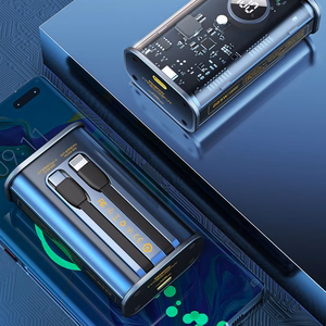WEKOME WP-345 Vanguard Series varavirtalähde, 10000 mAh, PD 20 W + QC 22,5 W, sisäänrakennetuilla USB-C- ja Lightning-kaapeleilla, musta