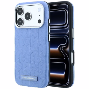 KARL LAGERFELD -kotelo mallille IPHONE 18 Pro/17 Pro MagSafe-yhteensopiva (Mono Resin Logo) (väri: vaaleansininen)