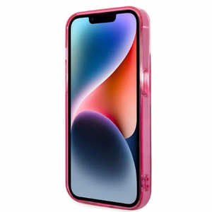 Karl Lagerfeld Gradient Ikonik Karl & Choupette Suojakuori iPhone 14 Pluslle - vaaleanpunainen