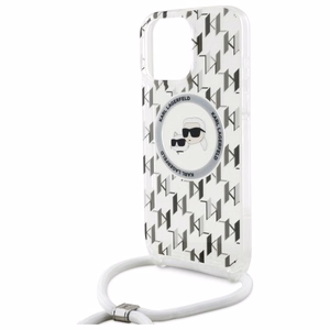 Karl Lagerfeld IML Crossbody Monogram Karl & Choupette Head MagSafe Suojakuori iPhone 16 Pro:lle - läpinäkyvä