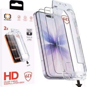 Tel Protect Dust-Free Easy Fit Full Glue 6D karkaistu lasi Iphone 16 Pro/17 musta - 2 kpl
