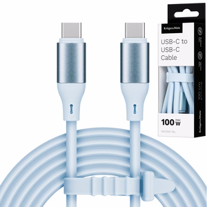 Kruger&Matz Basic USB-C–USB-C-silikonikaapeli, 100 W, 1 m, sininen