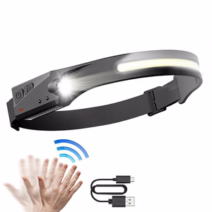 USB-C-ladattava LED-otsalamppu liiketunnistimella, IPX4, 1200 mAh – musta