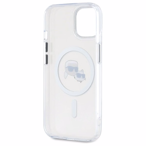Karl Lagerfeld IML Metal Karl&Choupette Head MagSafe iPhone 15 Case - White