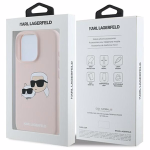 Karl Lagerfeld Silikoninen Nauble Heads Print MagSafe Suojakuori iPhone 16 Pro Max:lle - Vaaleanpunainen