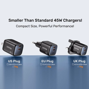 2x GAN 45 W verkkolaturi, 2x USB-C PD, QC