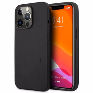 AMG AMHCP14XDOLBK iPhone 14 Pro Max 6.7 "musta / musta kovakotelo Nahka Hot Stamped