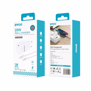 BWOO CDA159 PD wall charger 20W 1x USB-C port + USB-C white