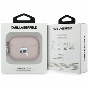 Karl Lagerfeld Monogram Karl Head Suojakuori AirPods Pro 3:lle - Vaaleanpunainen