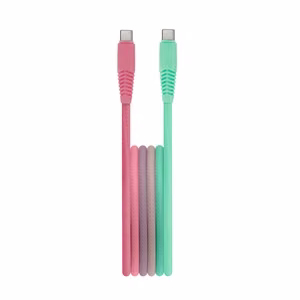 Setty USB-C - USB-C -kaapeli 1,5 m 3A KGC-C-1.5320 turkoosi-pinkki liukuväri