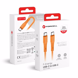 Cable USB C to USB C Forcell F-Energy QC4.0 PD 3A 60W Silicone 1 m C344 orange