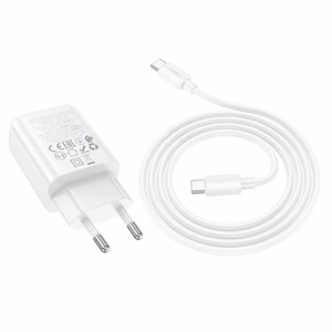 Charger Hoco N63 30W GaN USB-C/USB-A + USB-C to USB-C cable 1.0m white