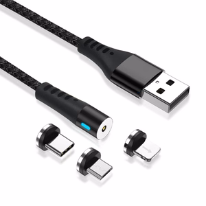 Maxlife MXUC-02 magneettinen kaapeli USB - Lightning + USB-C + microUSB 1,0 m 2A musta nylon