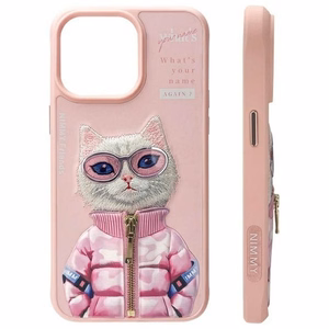 NIMMY Suojakuori COOL&CUTE 2.0 Cat iPhone 15 Pro:lle - vaaleanpunainen