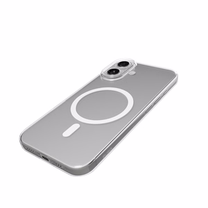 Puro Lite Mag TPU+PC suojakuori MagSafe-yhteensopiva iPhone 17:lle - läpinäkyvä valkoisella renkaalla