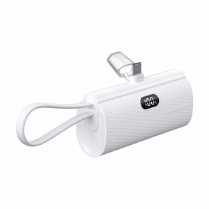 Powerbank Forcell F-Energy Power Plug F5K3 PD 20W 5000 mAh with built-in connector USB C white