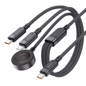 Acefast C6-11 USB-C 3-in-1 -kaapeli - 2x USB-C / Qi 480 Mb/s 100W 1,2 m - musta