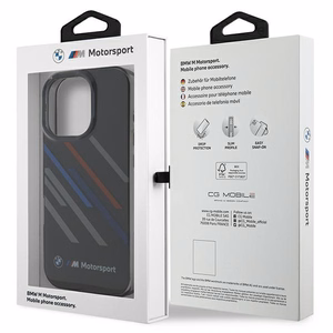 BMW Motosport IML Random Stripes Suojakuori iPhone 16 Pro Max:lle - musta