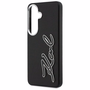 Karl Lagerfeld Grained Signature Metal Resin Logo -suojakuori Samsung Galaxy S26:lle - musta