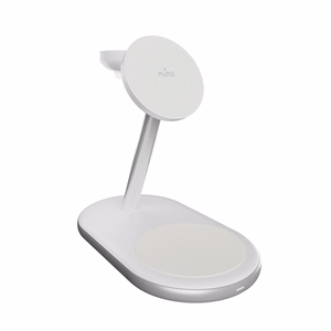 Puro Mag Station Qi2 3-in-1 Wireless Charger Compatible with MagSafe - White